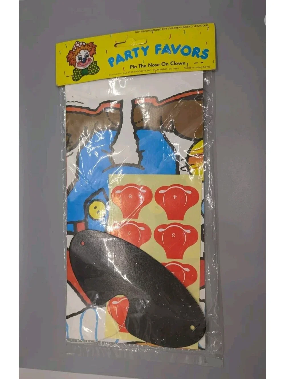 Pin The Nose On The Clown Vintage Birthday Party Game Kids Favor New Sealed (M)